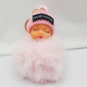 New 6 inch baby fluffy pom pom key chain / baby bag / baby shower gift ornament